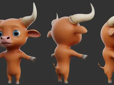 Cartoon Bull II Low-poly 3D model