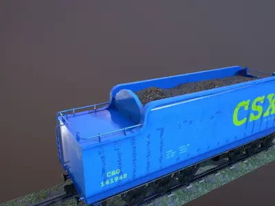 Train Hopper car Low-poly 3D model Low-poly 3D model