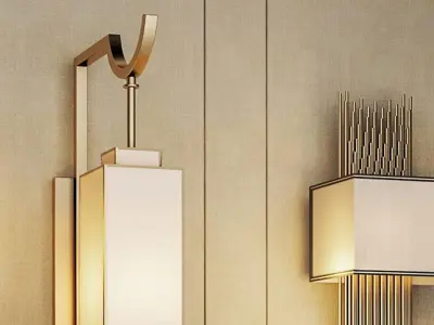 Chinese metal lamp style combination 3D model