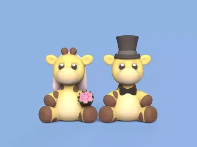 Giraffe Wedding Topper 3D print model