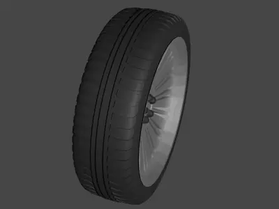 high poly car wheel 3D model