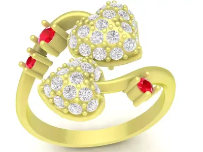 Luxury Double Cluster Diamond Ring Design 3885 3D print model