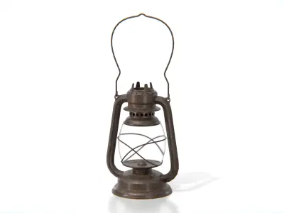 Rusty Vintage Kerosene Lantern Low-poly 3D model
