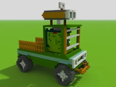 Zombie Truck and Zombie Character for Apocalyptic Game Low-poly 3D model