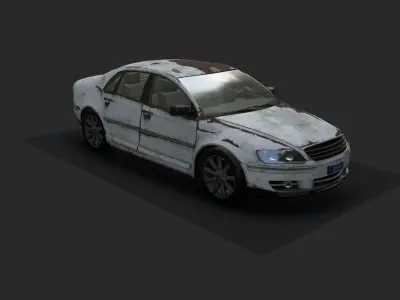 Rusted car Low-poly 3D model