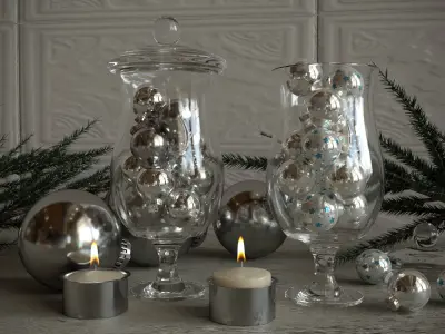 New Year set of decorations 3D model