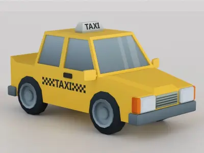 Cartoon Low Poly Car 04 - Taxi Low-poly 3D model