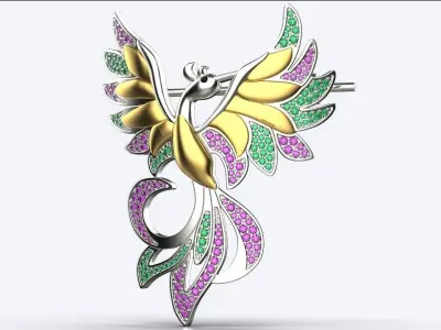 brooch phoenix 3D print model