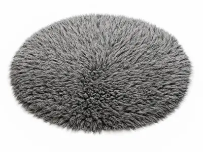 Round gray carpet fur 3D model