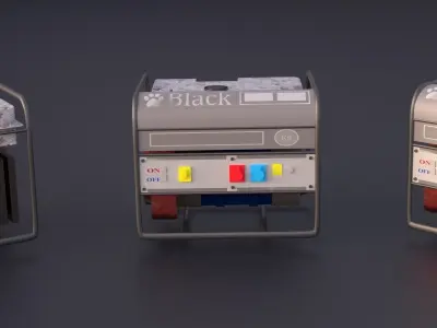 Electricity-Generator Game ready low-poly box with buttons Low-poly 3D model