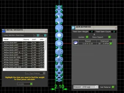 U Shaped Eternity Ring 2 point 1 mm stone size swiss 12 and EU52 3D print model