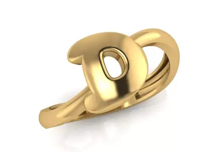 D alphabet bypass shell hallow ring 3D print model