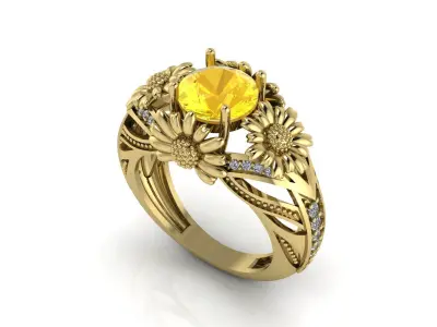 Flower Ring 3D print model