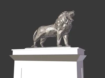 Cartoon Lion Statue - Low Poly Low-poly 3D model buy
