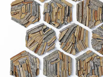 Hexagon panel branch splinter n4 3D model