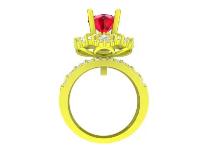 A7491 Flower Diamond Women Engagement Ring 3D Model 3D print model