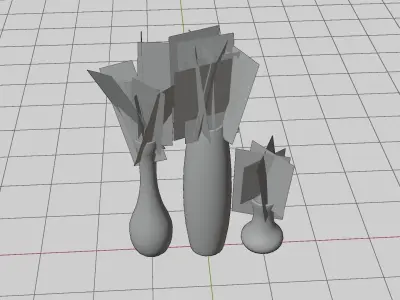 Low Poly Flower vase set for interiors Low-poly 3D model