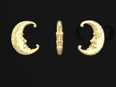 the moon gold crescent with face 3D print model