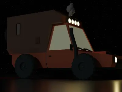 lopoly Animated Truck in blender Low-poly 3D model