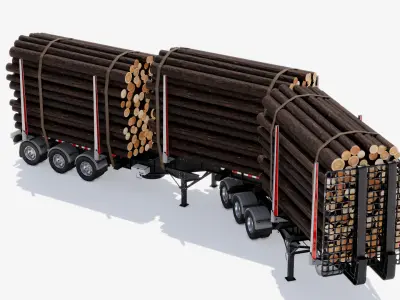 Double Log Trailer 3D model