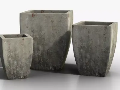 Vase Concrete Quad Set Low-poly 3D model