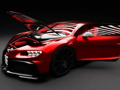 Bugatti Car 3D Model Low-poly 3D model