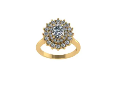 diamond cluster ring double halo 3D print model