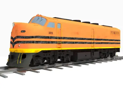 Orange Locomotive Train 3D Model 3D model