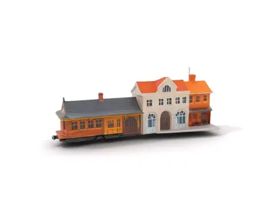 Vintage Train Station model pack Low-poly 3D model
