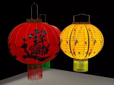 Chinese red lantern 3D model 87