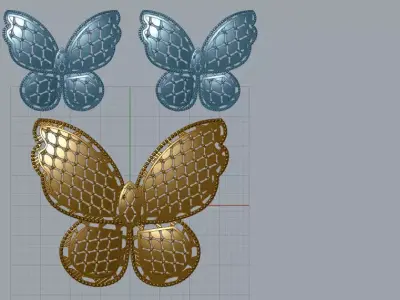 Butterfly gold service - ring earing neckless Free 3D print model