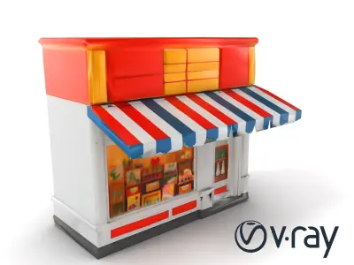 Cartoon Shop Facade Model Pack Low-poly 3D model