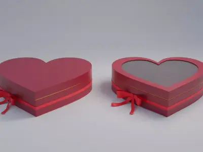 Gift Box Valentine Heart shape with Ribbon Low-poly 3D model