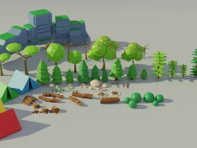 Small Natural Low Poly Pack Low-poly 3D model