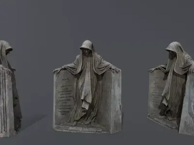 Dark statue Low-poly 3D model