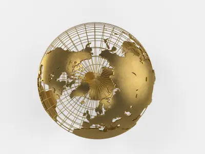 Earth Globe Golden Style Low-poly 3D model