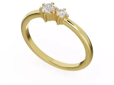 Two stones engagement ring 3D print model