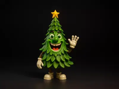 Festive Christmas Tree Character Holiday Mascot Figurine  3D print model
