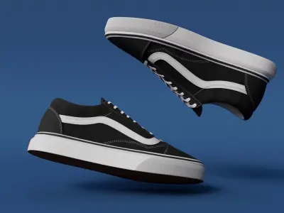 Shoes skateboarding Black Low-poly 3D model