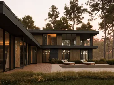 Modern house in the woods 3D model