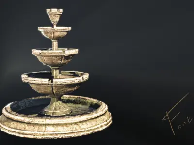 Old  Medieval Fountain  Free low-poly 3D model