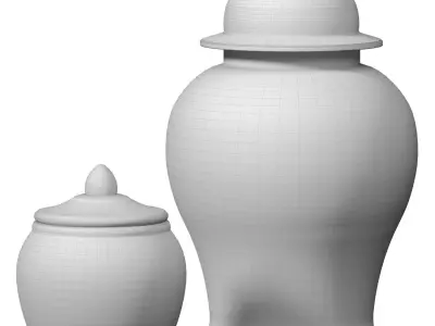 Traditional Ceramic Decorative Vase Urn and Jar Chinese Style  3D model