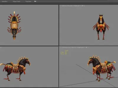 Cartoon Mount - Ancient War Horse Low-poly 3D model