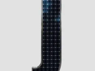 Solar Panel Letter - J 3D model