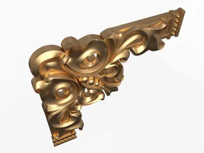 Corner Carved Plaster Molding Decoration 04 Low-poly 3D model