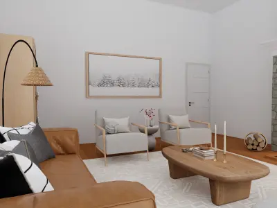 Winter Living Room Blender Scene 3D model