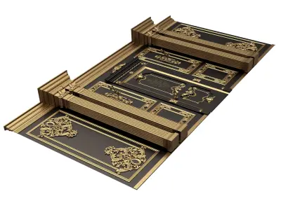 Boiserie Classic Wall with Mouldings 08 Black Low-poly 3D model