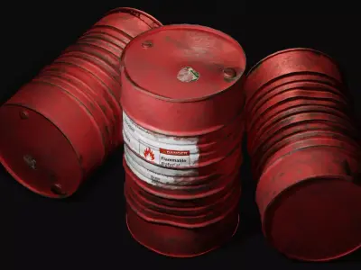 Low Poly Oil Barrel - PBR Game-Ready Asset Low-poly 3D model