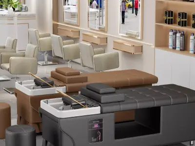 Hair salon and beauty salon furniture set  Low-poly 3D model