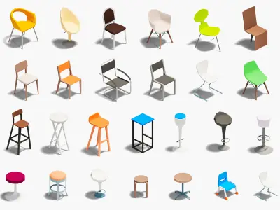 Furniture Casual Low-poly 3D model